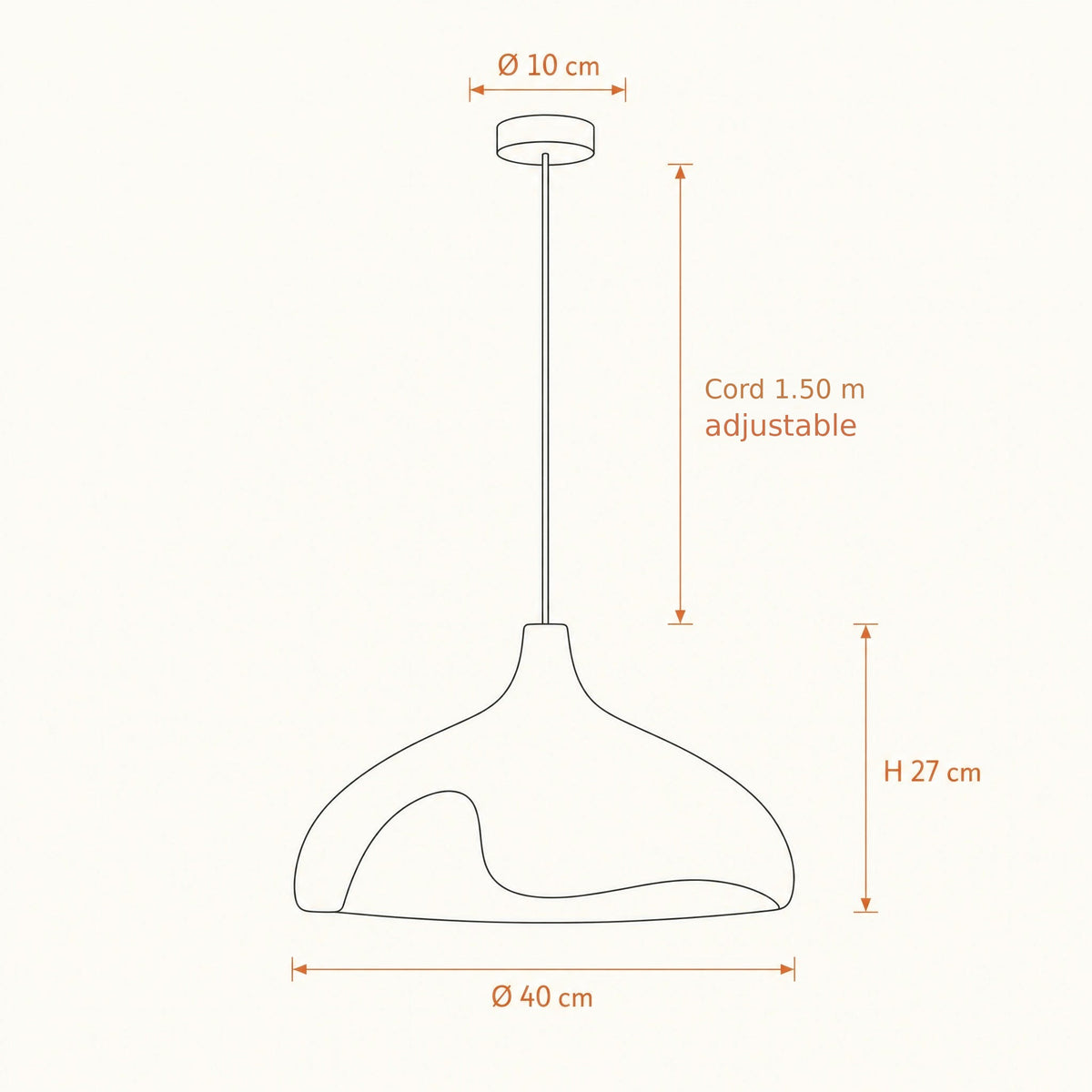 Elrin stone-effect pebble pendant light size guide