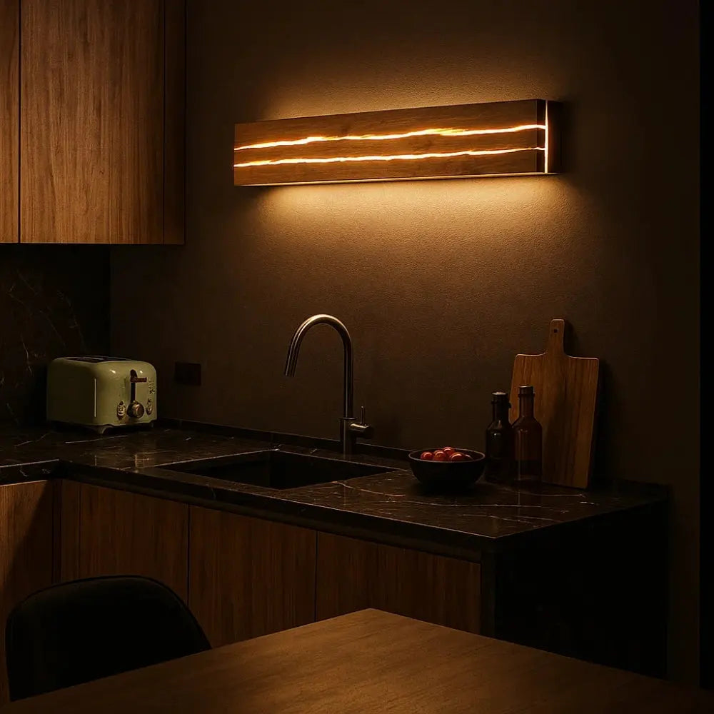 Corven wood wall light, backlit crack effect | Wickleigh