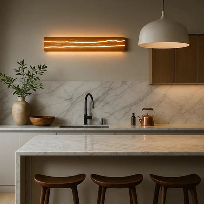 Corven wood wall light, backlit crack effect | Wickleigh