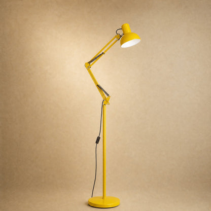 Melen floor reading lamp with articulated arm, lacquered yellow finish | Wickleigh