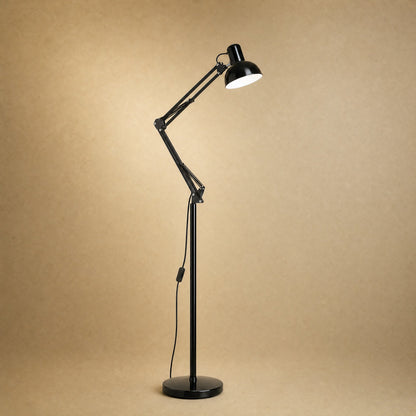 Melen floor reading lamp with articulated arm, lacquered black finish | Wickleigh