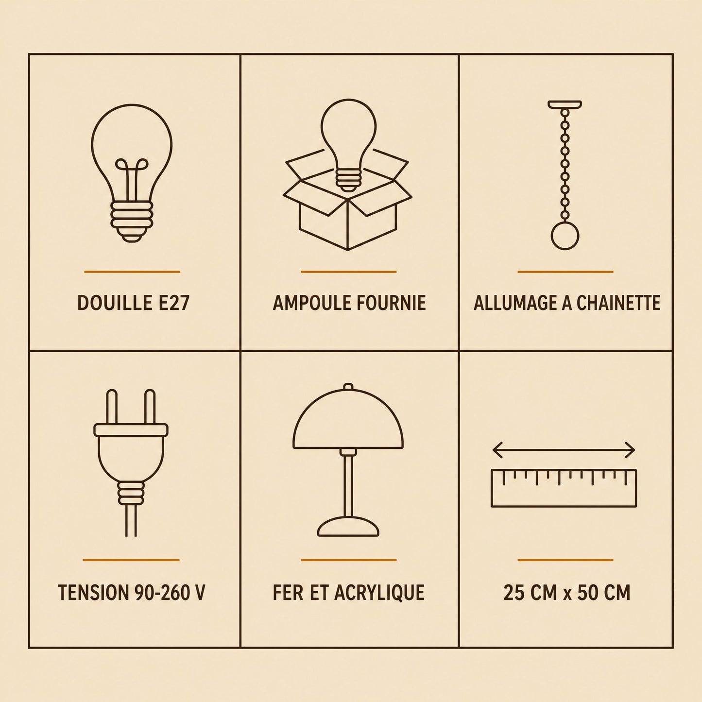 Specification chart of the Sorlin table lamp, E27 fitting, bulb included, pull chain | Wickleigh