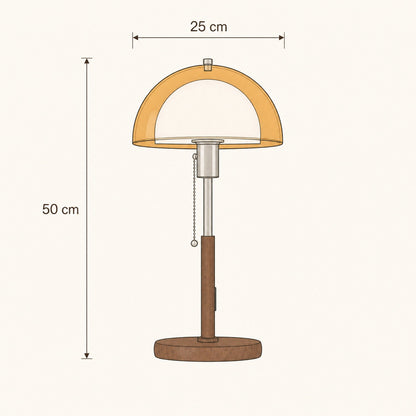 Dimension diagram of the Sorlin table lamp, 25cm dome and 50cm height | Wickleigh