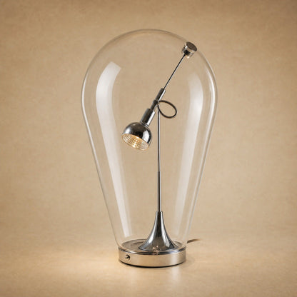 Alrin chrome table lamp, blown glass dome with adjustable spotlight inside | Wickleigh