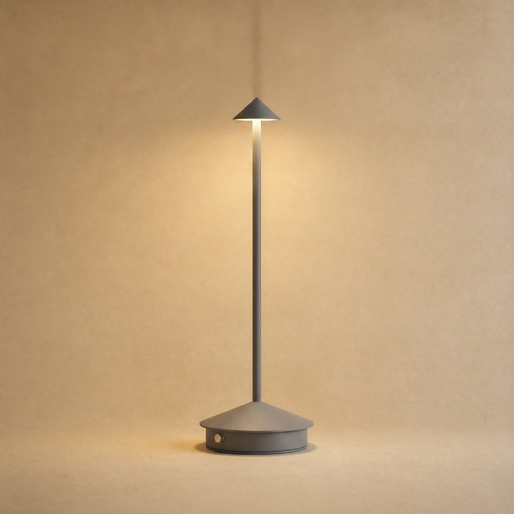 Virren cordless table lamp in grey | Wickleigh