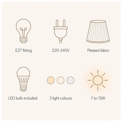 Havin cream pleated linen pendant light features