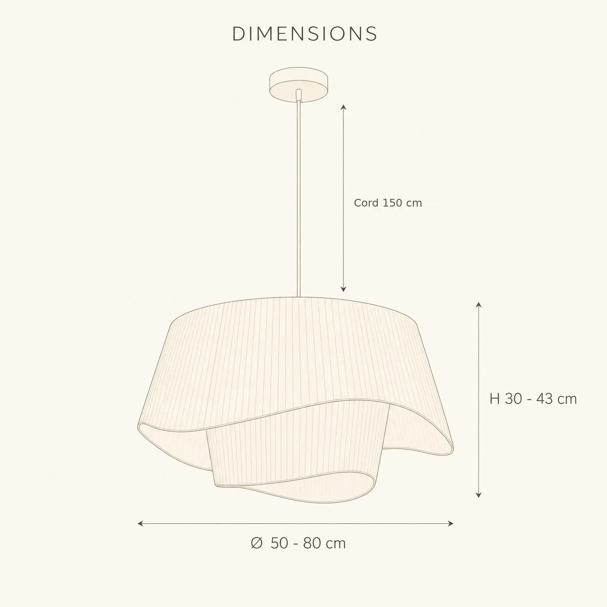 Havin cream pleated linen pendant light size guide