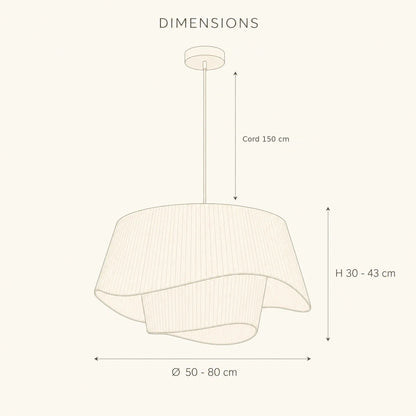 Havin cream pleated linen pendant light size guide