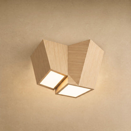 Gylen ceiling light, fan of two blades in light oak finish | Wickleigh