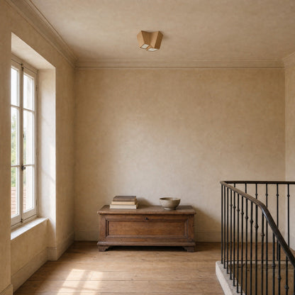 Light oak Gylen ceiling light with two blades on the landing of a period house, in daylight | Wickleigh