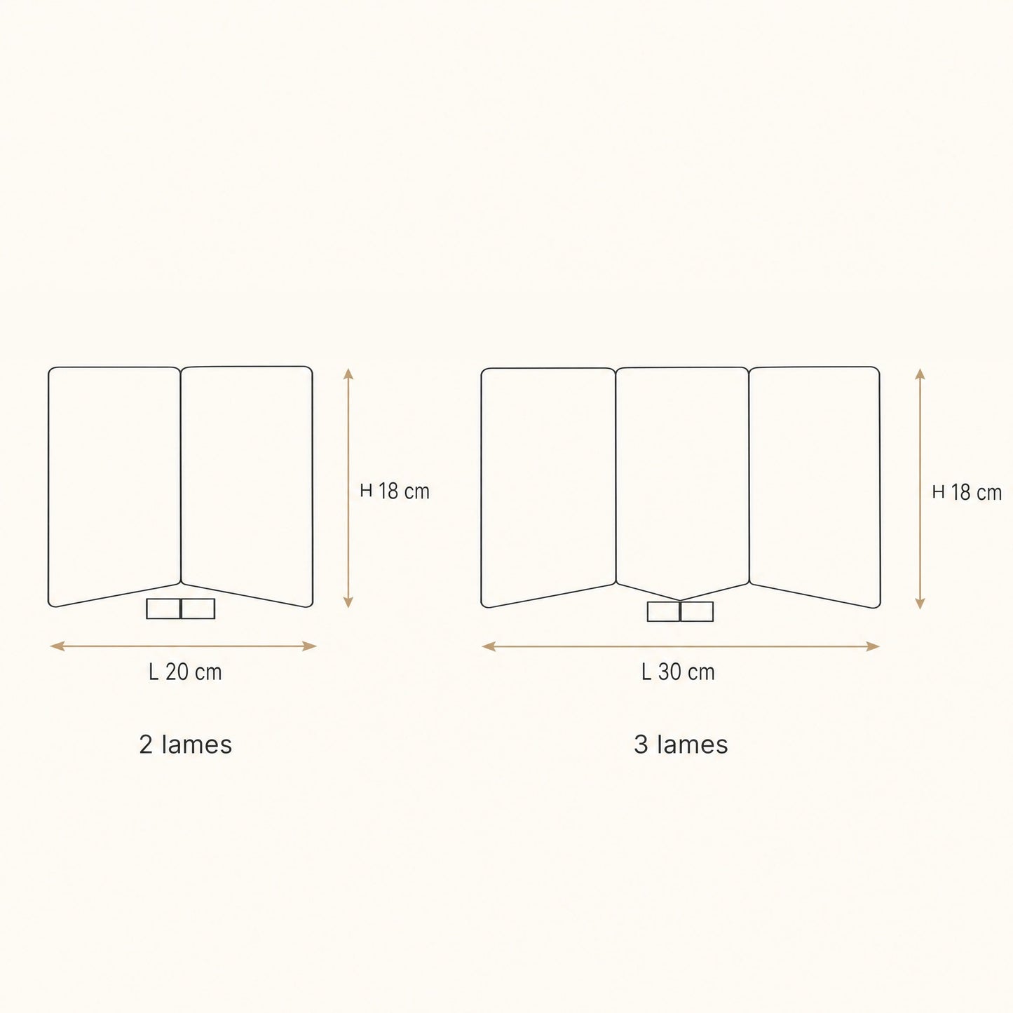Dimension diagram of the Gylen ceiling light, 2-blade 20cm model and 3-blade 30cm model | Wickleigh