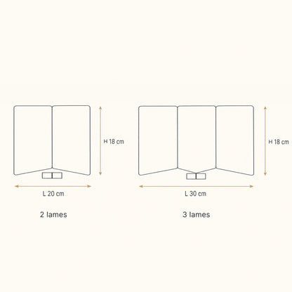 Dimension diagram of the Gylen ceiling light, 2-blade 20cm model and 3-blade 30cm model | Wickleigh