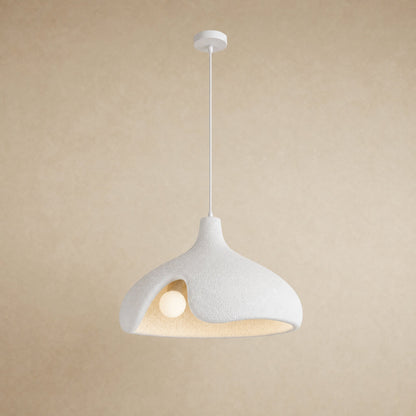 Elrin white sanded stone-effect pebble pendant light for kitchen island, Ø40cm | Wickleigh