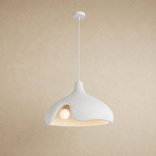 Elrin white sanded stone-effect pebble pendant light for kitchen island, Ø40cm | Wickleigh