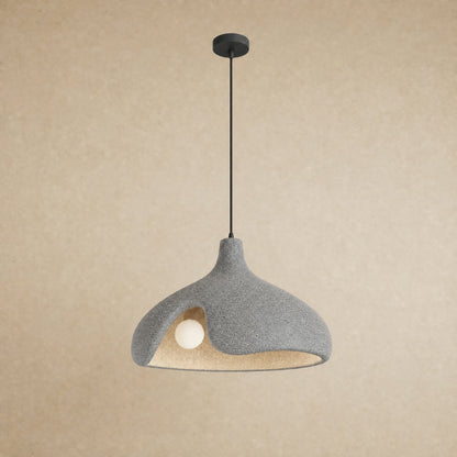 Elrin speckled grey sanded stone-effect pebble pendant light for kitchen island, Ø40cm | Wickleigh
