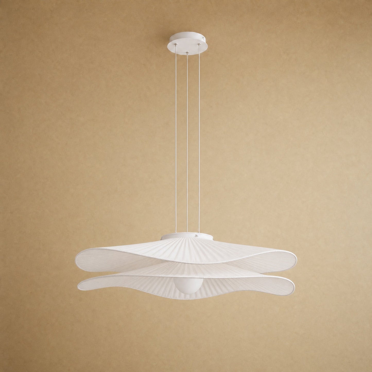 Urven in pendant two veils configuration, two stacked and offset pleated veils | Wickleigh
