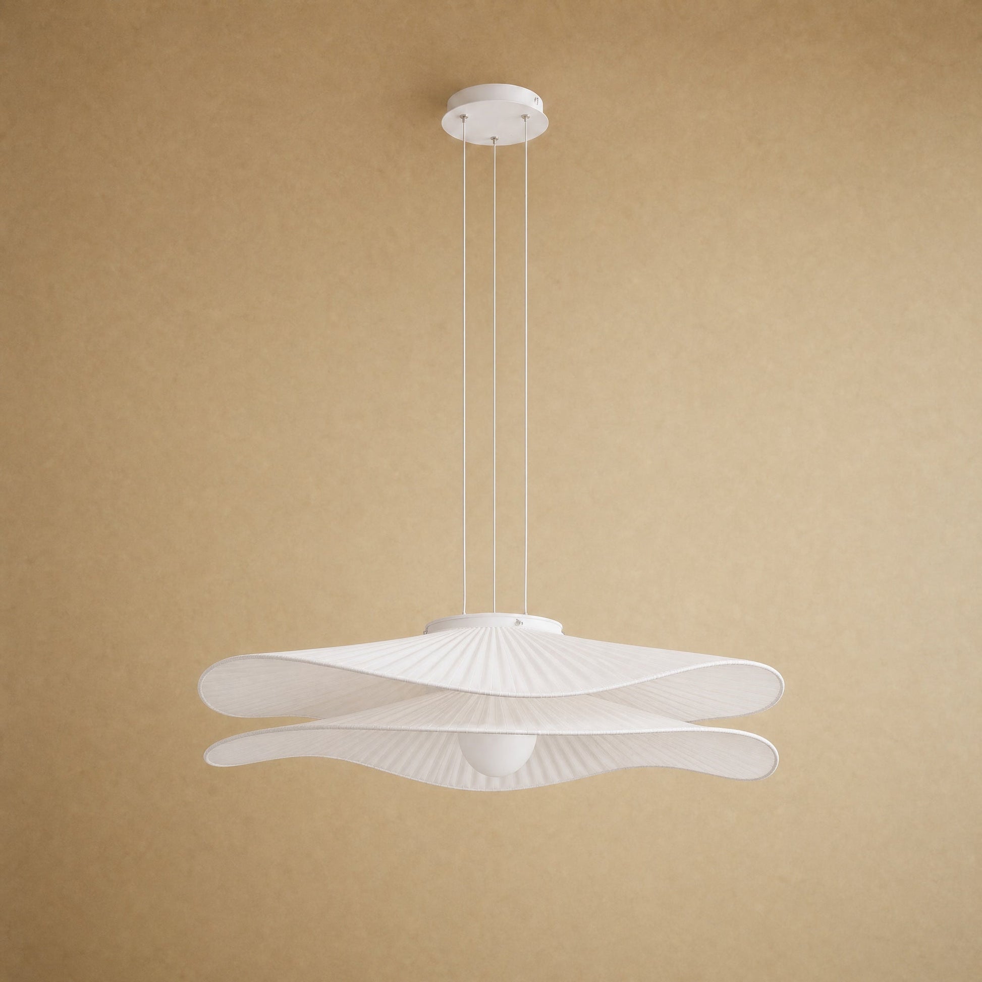 Urven in pendant two veils configuration, two stacked and offset pleated veils | Wickleigh