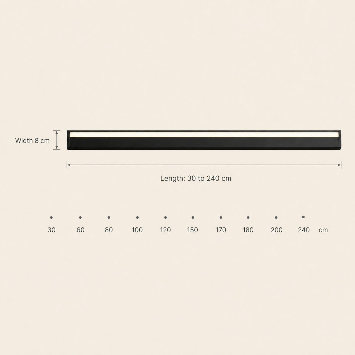 Dovlin outdoor LED wall light size guide