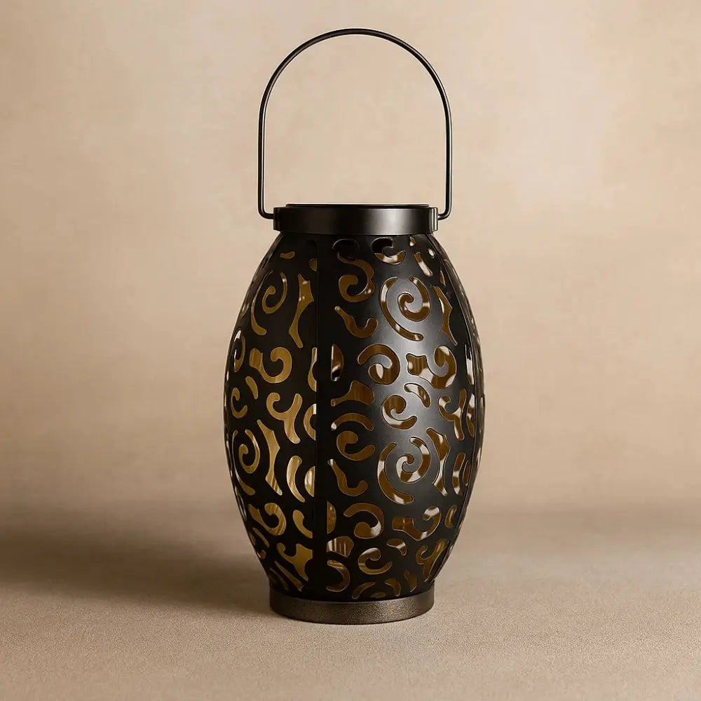 Rosna solar lantern, black finish, packshot | Wickleigh