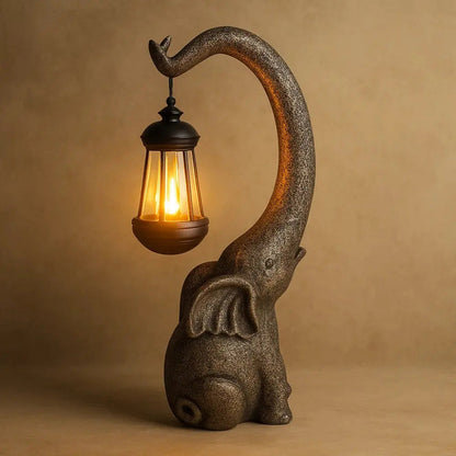 Calra solar elephant statue lantern, packshot | Wickleigh