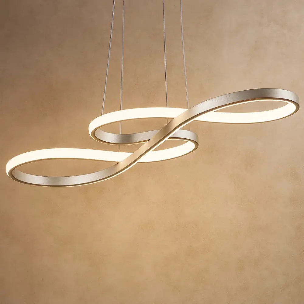 Signa sculptural ribbon pendant light, 92cm, three colour temperatures with remote, white, packshot | Wickleigh