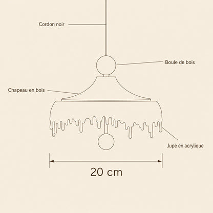 Dimension diagram of the Elmin mini pendant light, 20 cm diameter | Wickleigh