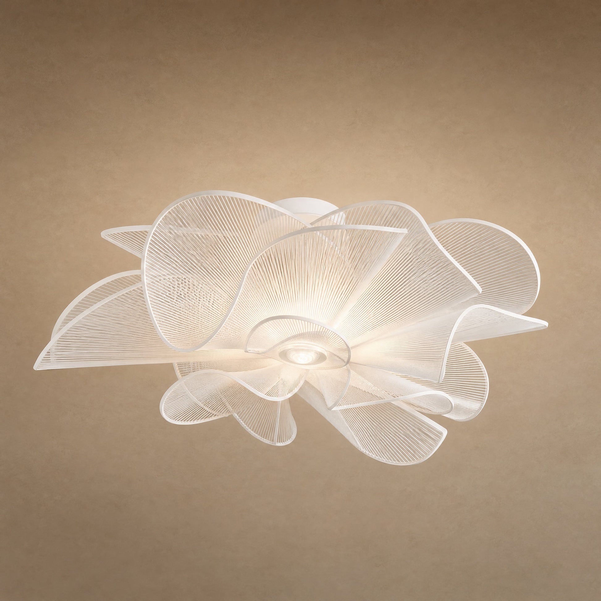 Eswen white flower ceiling light, pierced PVC petal corolla, Ø72 cm | Wickleigh