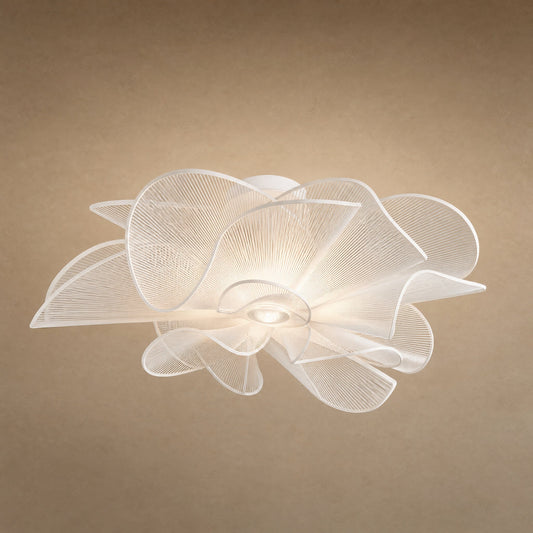 Eswen white flower ceiling light, pierced PVC petal corolla, Ø72 cm | Wickleigh