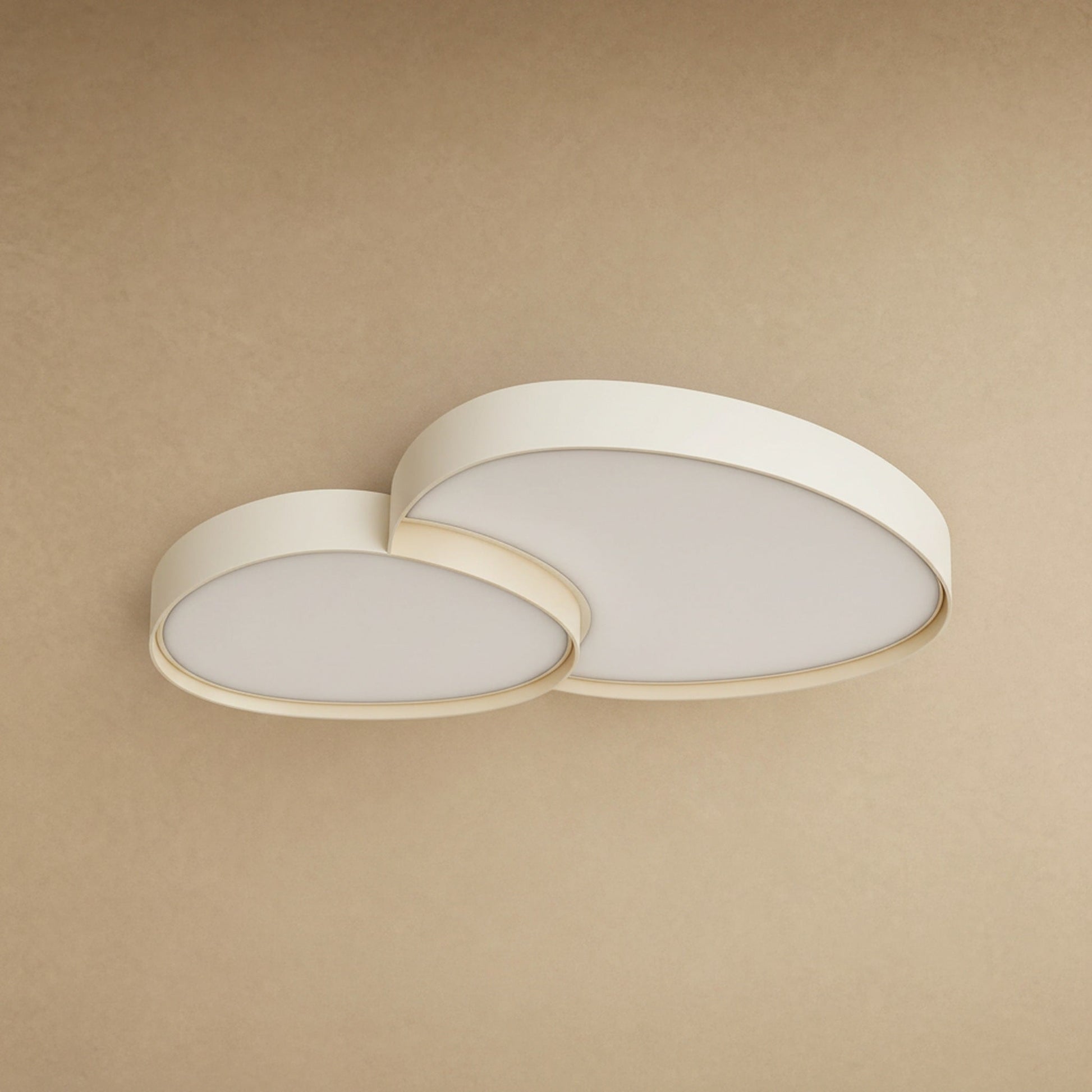 Teina white flush ceiling light, duo of two pebbles, packshot | Wickleigh