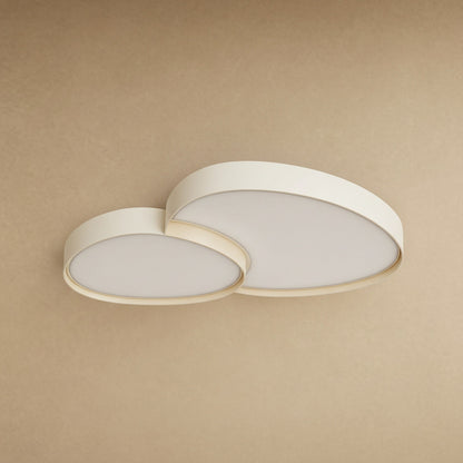 Teina white flush ceiling light, duo of two pebbles, packshot | Wickleigh