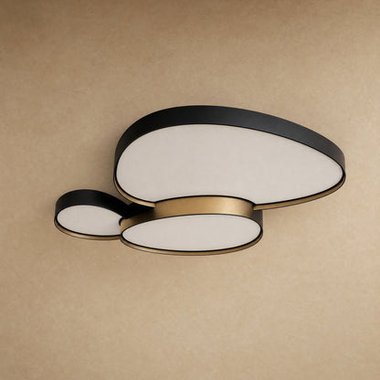 Teina black flush ceiling light, cluster of three opal pebbles, packshot | Wickleigh