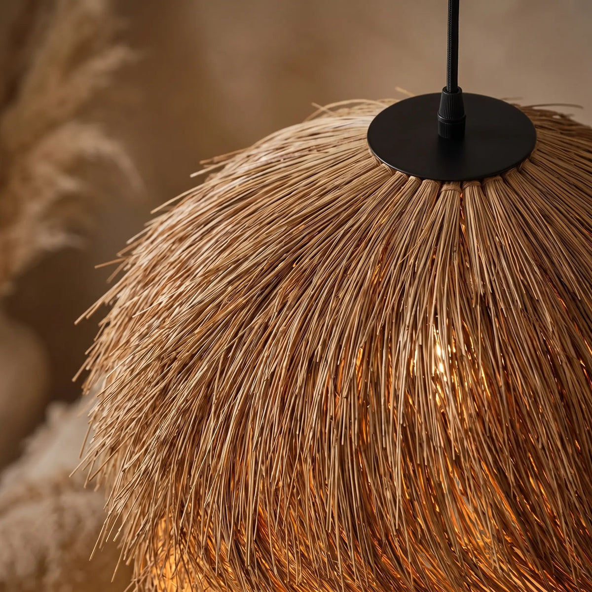 Vadra rattan pendant light, weave detail | Wickleigh