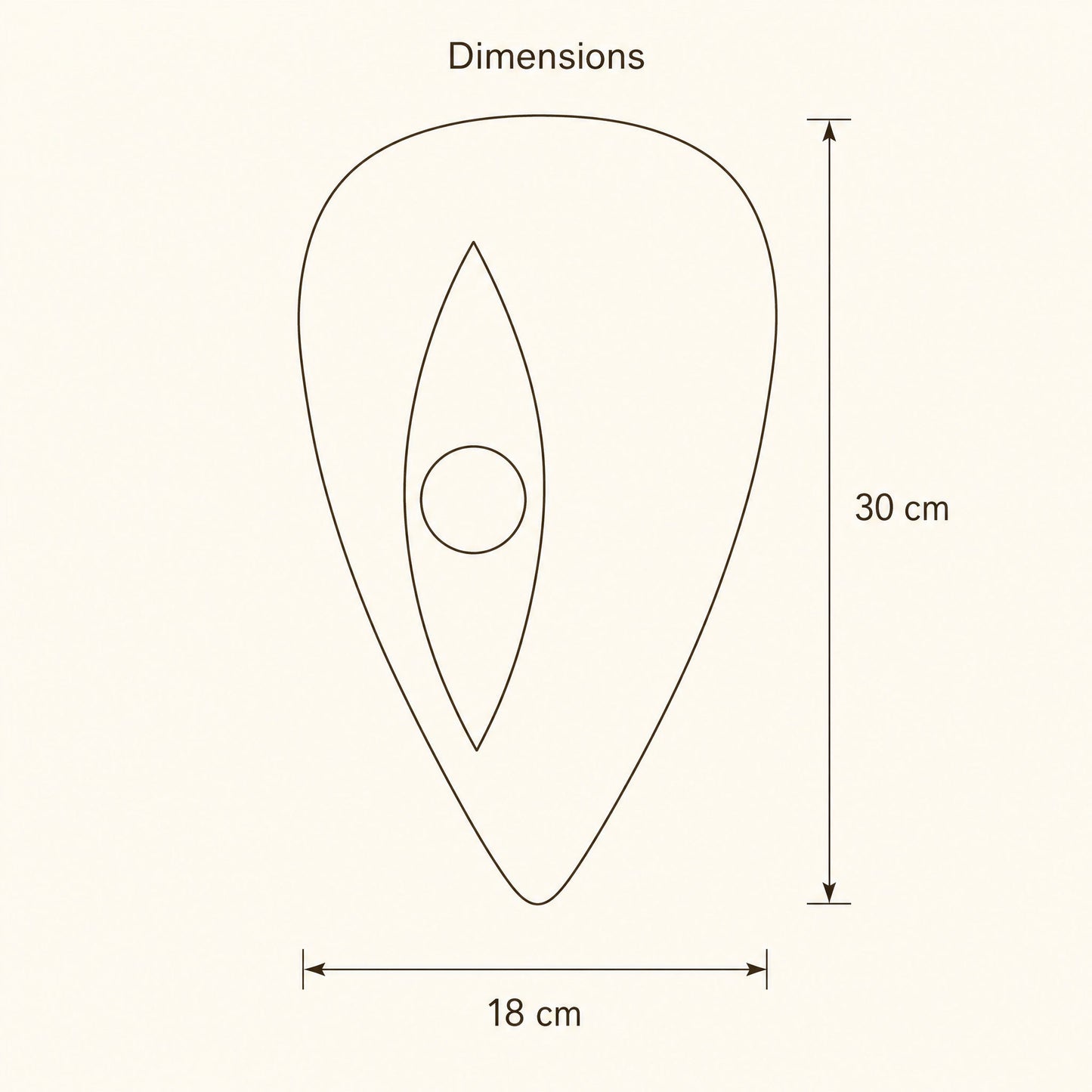 Dimension diagram of the Savlin bedside wall light, 30 cm high by 18 cm wide | Wickleigh