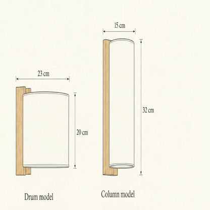 Blyne wall light size guide, drum and column models