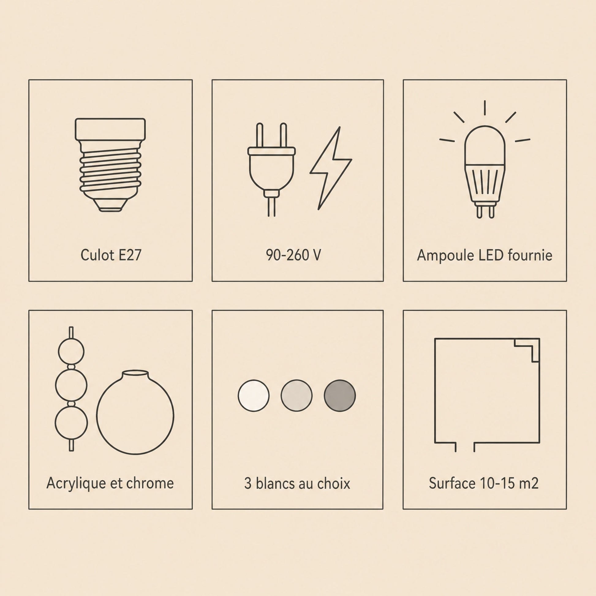 Specifications of the Kolna art deco pendant light, E27 fitting, voltage and LED bulb included | Wickleigh