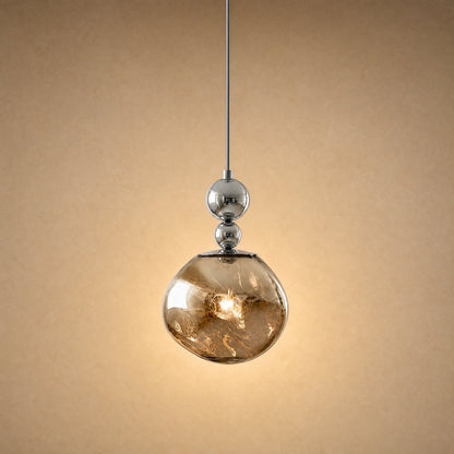 Kolna art deco pendant light, Duo Chrome 15 cm model with smoked globe | Wickleigh