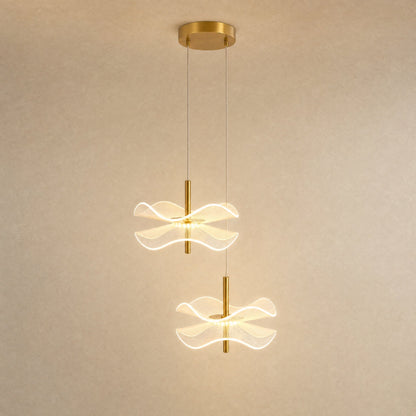 Orina flower pendant light, two-head configuration, hung at staggered heights | Wickleigh