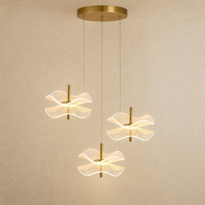 Orina flower pendant light, three-head configuration, hung at staggered heights | Wickleigh