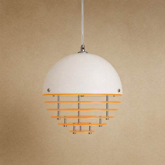 Fenwyn orange pendant light, milky white acrylic dome with six stepped amber discs, Ø 30 cm | Wickleigh