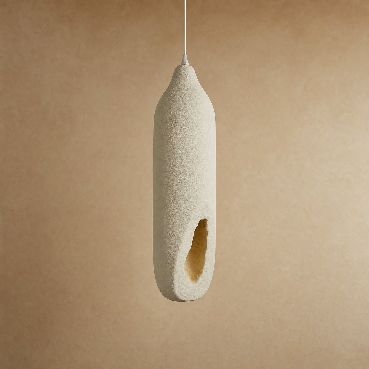 Korven living room pendant light, hand-moulded ivory column, 63 cm | Wickleigh