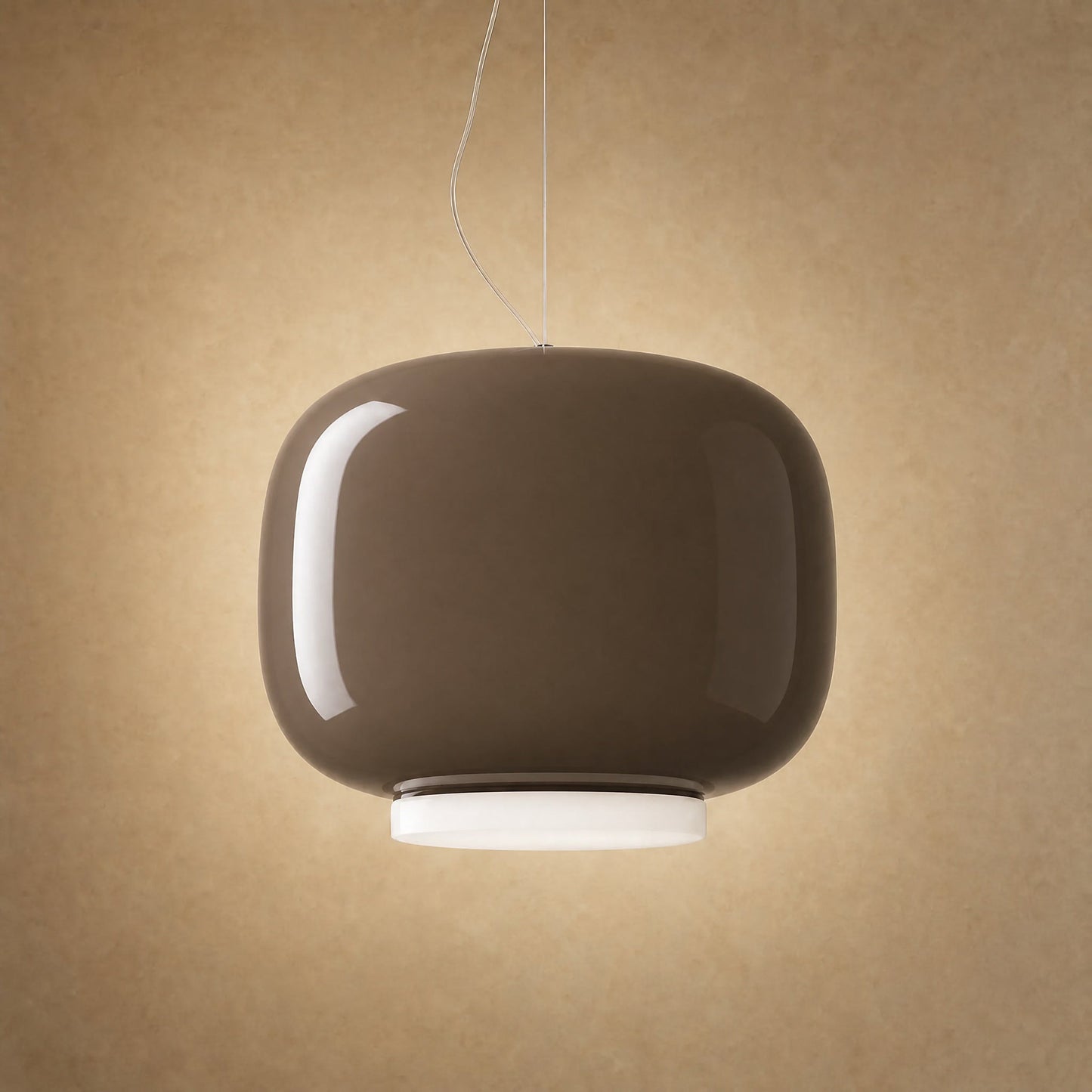 Ulvin pendant light in moka coloured glass, Ø 30 cm, opaline diffuser | Wickleigh