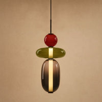 3 Beads - Red, Olive And Smoked (H 37 cm)