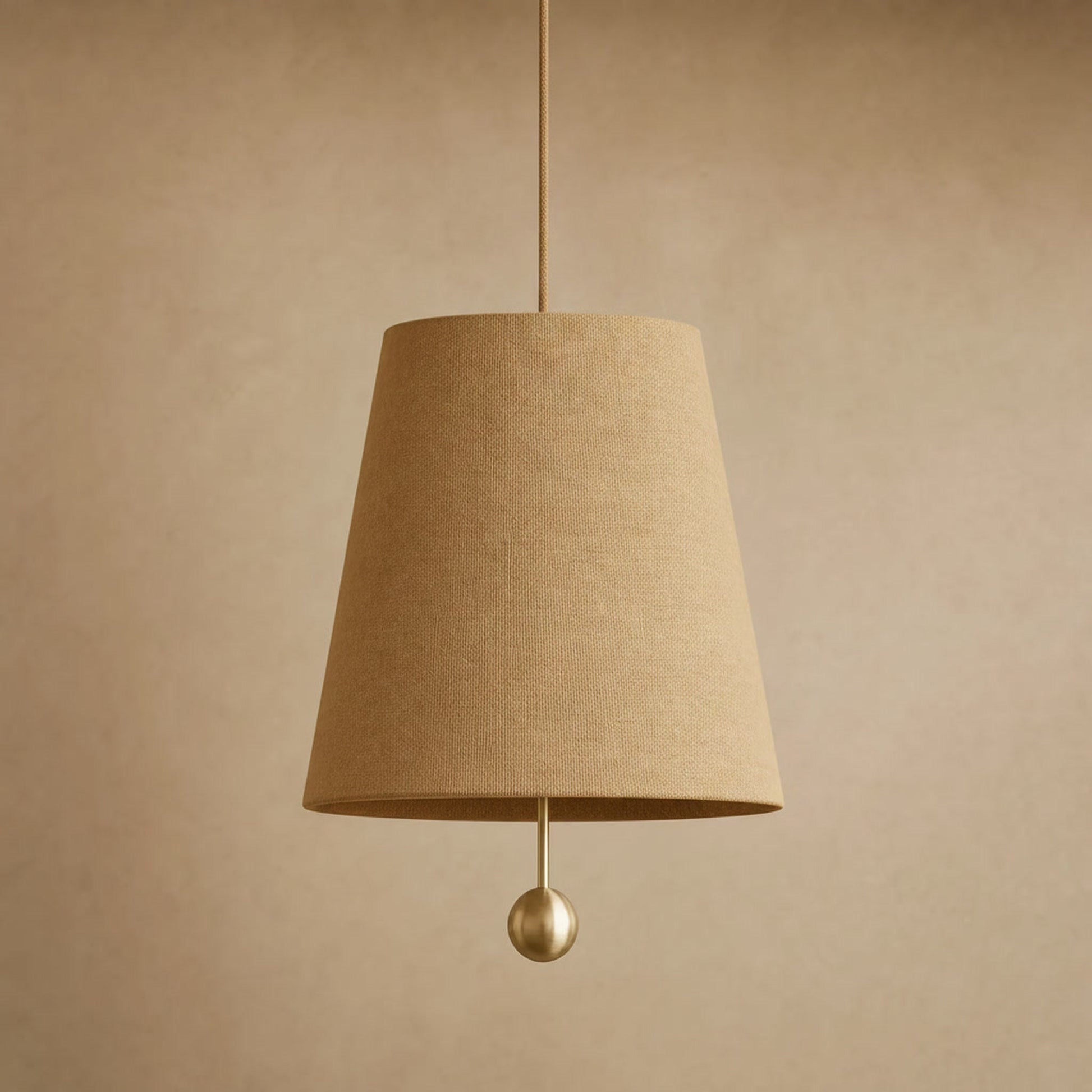 Ylsen fabric cone pendant light in Natural Beige canvas, Ø 30 cm cone | Wickleigh