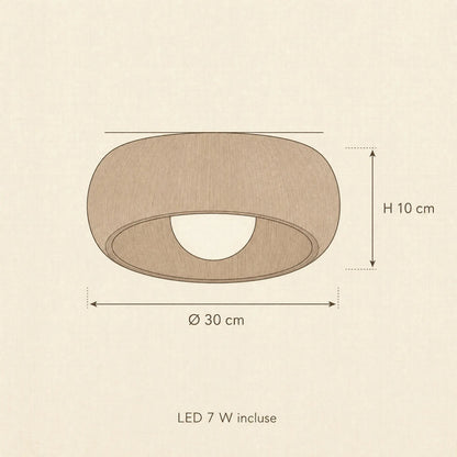 Dimension diagram of the Pelna vintage flush ceiling light, Ø 30 cm, H 10 cm, 7W LED included | Wickleigh