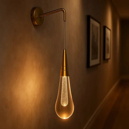 Ulika golden droplet crystal wall light | Wickleigh