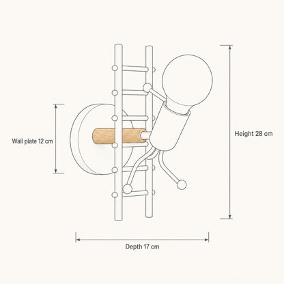 Ladder climber wall light size guide: height, wall plate and depth