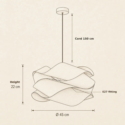 Woven veneer pendant light size guide: diameter, height and cord length